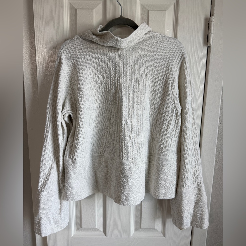 LULULEMON Retreat Yourself Pullover White Knit Bell Sleeve Boho Oversized Crew L - Picture 3 of 8